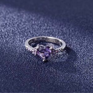 Sterling Silver Heart Amethyst Ring